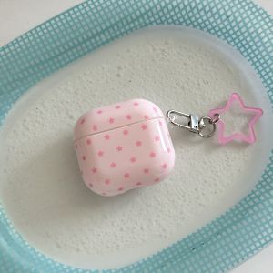เคสหูฟังกันกระแทกแบบโปร่งลายดาวสีชมพูหวานพร้อมจี้ห้อย สำหรับ AirPods 1 หรือ 2 3 4 Pro 2