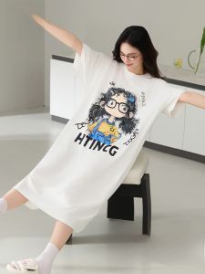 MiiOW | ชุดนอนผู้หญิงแขนสั้นผ้าฝ้ายแท้บางฤดูร้อน ชุดนอนลำลองสำหรับใส่ไปข้างนอก ชุดนอนผู้หญิง ชุดนอนแขนสั้น ชุดนอนฤดูร้อน