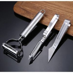 3in1 pengupas buah stainless / set 3in1 parutan buah Dan Sayur pisau buah peeler