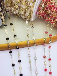 สร้อยคอ DIY สายโซ่ทองแดงคริสตัล 8 มม. ทรงหกเหลี่ยม แฮนด์เมด ชุบเงิน ชุบทอง อุปกรณ์ทำเครื่องประดับ โซ่สายโซ่