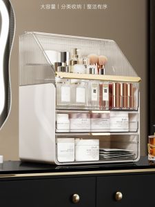 Large Capacity Cosmetic Storage Box Dustproof Desktop Makeup Organizer Holder Brush Holder Rack for Lipstick And Skincare