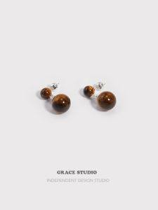 Amber Tear Drop Tiger Eye Stone Ball Pendant Earrings Womens Fashion Jewelry Black Agate White Crystal Ear Studs