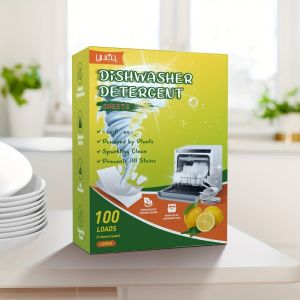 100 Loads Lemon Scented Dishwashing Tablets Quick Dissolve Oil StainsGentle Cleaning Without Powerful Oil RemovalBrightening