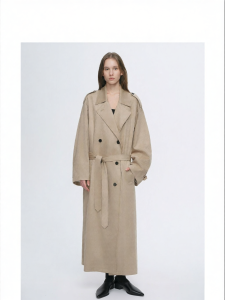 Classic Long Oversized Coat with Fuzzy Lining Trench Jacket Women British Style