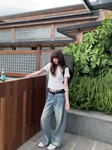 Vintage Distressed Skinny Fit Jeans Slim Narrow Waist Female Summer New Design Trousers