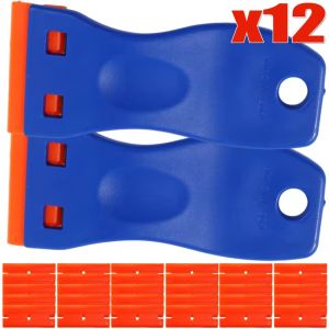 Plastic Razor Blade Scraper with 10Pcs Plastic Blades Cleaning Scraper for Removal Floor Labels Sticker on Car Window Glass