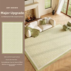 QISHUO | Elegant Vintage Green Waterproof Washable Rug