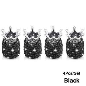 AUTCOAT Crystal Valve Caps 4Pack Handmade Universal Crown Crystal Rhinestone Tire Caps Attractive Dustproof Accessory for Car