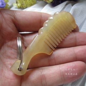 Horn Comb Natural Genuine Goods Keychain Female Cute Pendant Small Comb Female Portable Cute Portable Schoolbag Pendant