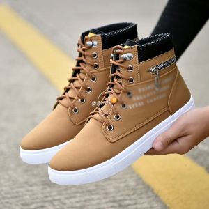 MELODY Casual Canvas Shoes Lace-Up Men Martin Boots Autumn High-top Winter Boots Size 38-46