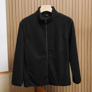Double-Sided Fleece Stand-Collar Jacket for Men Warm Anti-Static Autumn Winter Outerwear Fashion Urban Style Long Sleeve Coat