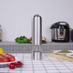 YEGBONG | Electric Stainless Steel Pepper Grinder Seasoning Jar Black Pepper Grinder Electric Small Grinding Bottle Adjustable Coarseness