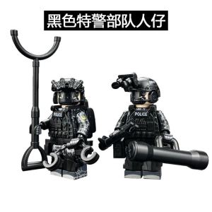 Military Police Force Building Blocks Black Special Forces Mini Figures Childrens Assembly Educational Boys Toy Small Particles