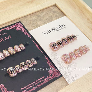 Lilizi Handmade Wear Nail Flash Full Shop Large Sequin Hand Painted Bows Small and Short Nail Sweet Cool Girl Manicure