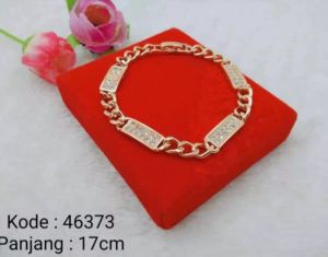 GELANG TANGAN PLAT GOLD PERMATA XUPING LAPIS GOLD | PERHIASAN IMPORT MODIS SIMPLE ELEGANT TERBARU