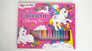 Markerific Unicorn Colouring Fun Book Gift Set With 4 Gel Pens 7 Markers & Stickers Boxset For Kids
