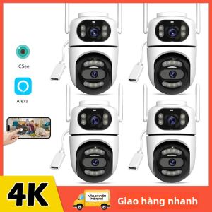 2 Cái/4 Cái Bộ Camera WiFi 4K 8MP HD Ống Kính Kép AI Theo Dõi PTZ Bảo Vệ An Ninh IP Cho Giám Sát Ngoài Trời Trong Nhà iCsee
