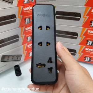 Ổ cắm điện 3 lỗ 2200W lõi sứ chống cháy KHÔNG KÈM DÂY (Tự đấu dây) 3K-0 SOPOKA