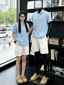 LIUBU | Vintage Luxury Tencel Linen Mens Summer Polo-shirt and Shorts Set