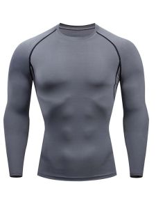 Mens Compression Shirt Workout Rash Guard Long Short Sleeve Undershirts for Athletic Gym Running