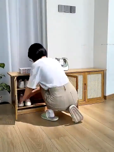 Lemari Sepatu Kayu/Bangku ganti sepatu/Lemari Sepatu Rotan/Cabinet Minimalis bambu/Rak Serbaguna