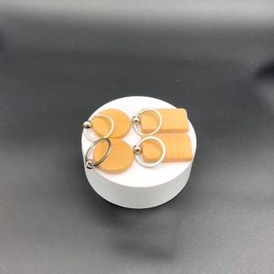 25pcs Round/ Rectangle Blank Wooden Keychain DIY Craft Wooden Blank Keychain