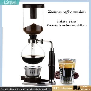 Japanese Style Siphon Coffee Maker Tea Siphon Pot Vacuum Coffeemaker Glass Type Coffee Machine Filter 3Cups Rose Gold