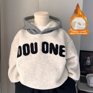 Fleece Wool-lined Boys Sweatshirt Stylish Warm