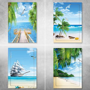 Vertical Sea Blue Sky Electric Meter Box Stickers Self-Adhesive Sea View Wall Stickers Underwater World Distribution Box Decorative Painting Mediterranean