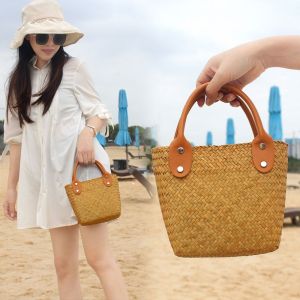 TANGXU926926929 Fashion Straw Woven Bag Summer Large Capacity Holiday Beach Bag  Rattan Handbag Hand-woven Hand Bag Women