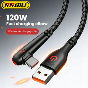 NNBILI 90 Degree Elbow USB Type C Cable 120W Fast Charging Phone Charger Data Cord For Samsung Xiaomi Huawei Quick Charge Cable