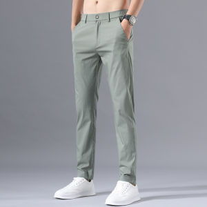 Summer Mens Slim Fit Casual Pants Straight Leg Thin Cotton Youth Business Trousers Fashionable Long Trousers for Young Men