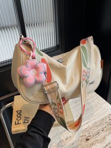 Ultra-Light Wide Strap Nylon Shoulder Bag Womens New 2025 Korean Style Large Capacity Versatile Crossbody Dumpling Bag