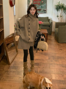 THROUS | Áo Cardigan Knit Cổ Cao Tay Dài