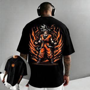 Bandai | Dragon Ball Anime Goku Printed Cotton T-shirt 2026 Harajuku Men and Women Summer New Large Loose Casual Short Sleeve Top