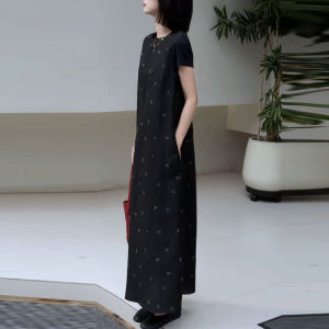 UYFY | Black Embroidered Sleeveless Loose Fitting Fashionable Versatile Casual Work Dress