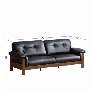WEISHA | Retro Leather Three-Seater Sofa