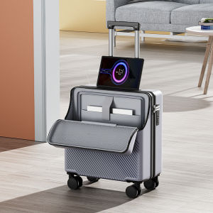 Front Opening Carry-On Suitcase Lightweight Small Size Womens Pullman Silent Password Box 18 Inch Mens Travel Suitcase