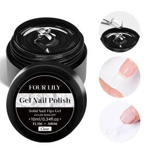 FOUR LILY 10ml Clear Solid Nail Tips Gel for Press On Nail Long Lasting Strong Adhesive Gummy Bond Nail Glue UV/LED Building Gel