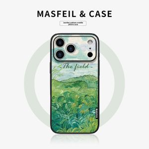 MASFEIL | Oil Painting Spring Grass iPhone Case Leather & Silicone Anti-Shock