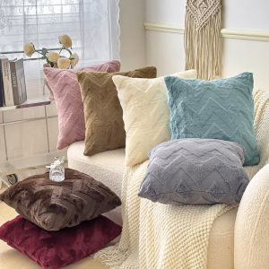 1Pcs 45x45cm Double-sided Plush Wave Cushion Cover Simple Solid Color Skin Friendly Sofa Pillow Case Home Decoration Pillowcase Backrest Cushion Cover