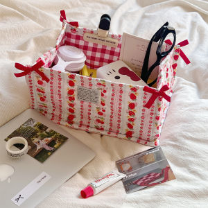 Cute Strawberry Garden Storage Basket Home Use Organizer Student Dormitory Storage Basket Desktop Arrangement Basket