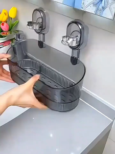 BW-C1287 Rak Gantung Kamar Mandi Tempel Dinding Transparan Tempat Penyimpanan Sabun Tahan Air / Rak