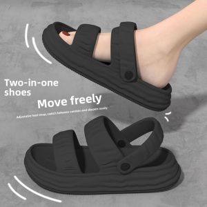 Womens Summer Thick Bottom Anti-Slip Two-Way Wear Beach Tour Sandals Bathroom Slippers Comfortable Sensation Slip-On Shoes