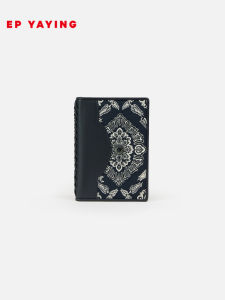 EP YAYING Womens Wallet Card Holder Leather Storage New Arrival B301B Long Horizontal Geometric Pattern Embroidery Element
