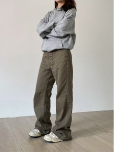 กางเกงขายาวทรงตรงหลวมๆ สไตล์ย้อนยุคสไตล์อเมริกันสำหรับผู้ชายและผู้หญิง กางเกงขายาวทรงหลวมสบายๆ ฤดูใบไม้ร่วง 2023