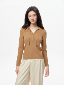 Koradior | Hooded Faux Two-piece V-neck Casual Comfortable Knitwear