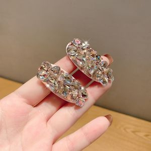 Pink Rhinestone Hair Clips Womens Side Bangs Duckbill Clip Stylish Elegant Hair Accessories Fresh out Korean Style Freshly Made