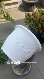 POT BUNGA TANAMAN SHALLOM GLORY PUTIH BAHAN TEBAL - SHALLOM BULAT GLORY