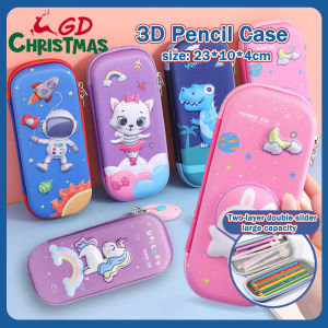 GD Christmas 3d Kids Pencil Case Cute Cartoon Design School Supplies Pencil Cases for School Student Stationery